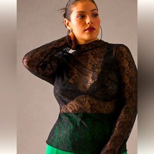 Anthropologie lace layering turtleneck top